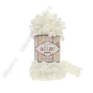 Пряжа "Puffy" 100 г*9,5 м (5 шт) светло-молочный №62