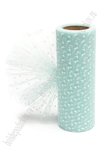 Фатин в горошек 15 см*10 ярд (SF-2941) светло-аквамариновый №47